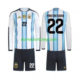 Koszulka Argentyna Franco Mastantuono 22 Dziecięcy Domowe Koszulki Piłkarskie World Cup 2026 Długi Rękaw